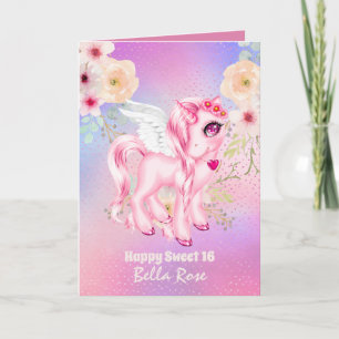 Carte d'anniversaire personnalisée Sweet 16 jolie
