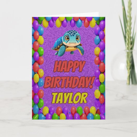 Carte d'anniversaire personnalisée Turtle (Devant)