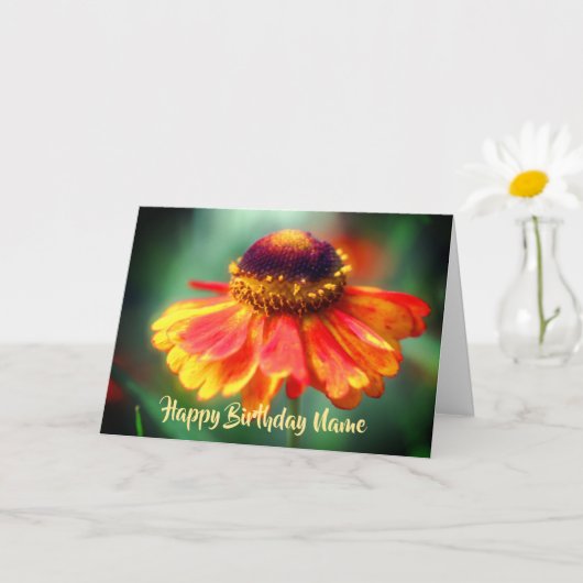 Carte d'anniversaire personnalisée Yellow Orange Z (Petite plante)