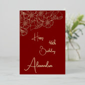 Carte d'anniversaire personnelle Maroon & Gold nom (Debout devant)