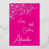 Carte d'anniversaire personnelle rose et argent po (Recto)