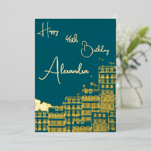 Carte d'anniversaire personnelle Turquoise et Gold