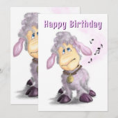 Carte d'anniversaire Petit agneau avec Bell (Devant / Derrière)