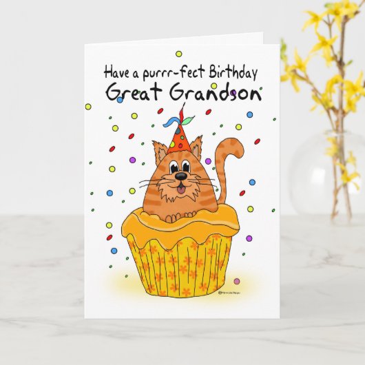 carte d'anniversaire petit-fils avec cupcake au gi (Fleur jaune)