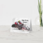 CARTE D'ANNIVERSAIRE PETIT-FILS DE COURSE (Devant)