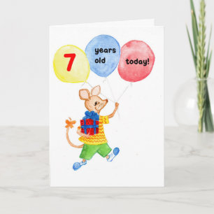 Carte d'anniversaire 'Petite Souris' 7 ans