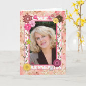 Carte d'anniversaire photo avec cadre de fleurs (Fleur jaune)