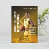 Carte d'anniversaire photo basket-ball moderne jau (Debout devant)