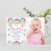 Carte d'anniversaire Photo Fleurs Papillons Rose (Debout devant)