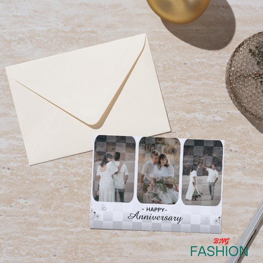 Carte d'anniversaire photo minimaliste blanche et