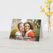 Carte d'anniversaire photo moderne avec coeur mign (Fleur jaune)