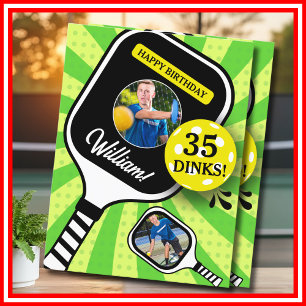 Carte d'anniversaire PHOTO Pickleball RETRO Vert S