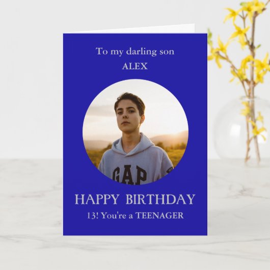 Carte d'anniversaire photo pour adolescent à fils, (Fleur jaune)