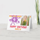 Carte d'anniversaire photo rose Color Splash 3 pou (Devant)