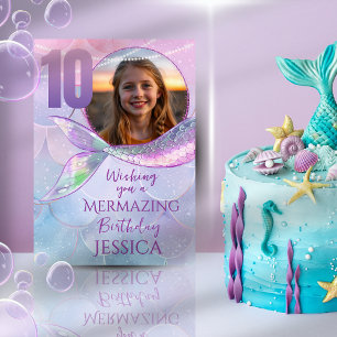 Carte d'anniversaire Photo Sirène 10 ans