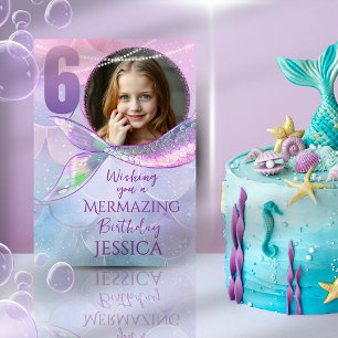 Carte d'anniversaire Photo Sirène 6 ans