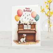 Carte d'anniversaire piano (Fleur jaune)