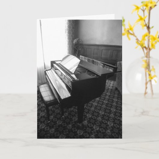 Carte d'anniversaire "Piano à queue" (Fleur jaune)