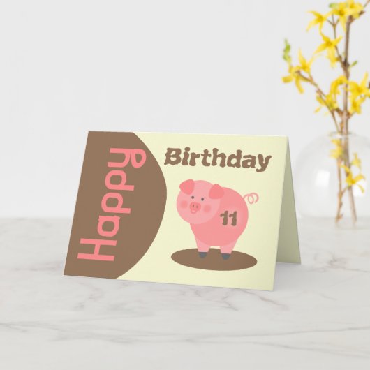Carte d'anniversaire Pig Mud Puddle (Fleur jaune)