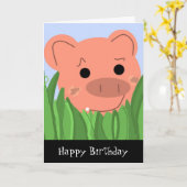 Carte d'anniversaire Piggy humoristique (Fleur jaune)