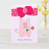 Carte d'anniversaire Piggy humoristique (Fleur jaune)