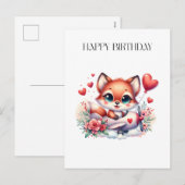 Carte d'anniversaire Pilote Renard (Devant / Derrière)
