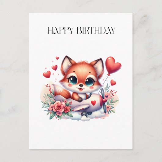 Carte d'anniversaire Pilote Renard (Devant)