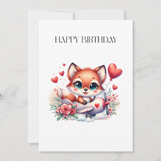 Carte d'anniversaire Pilote Renard