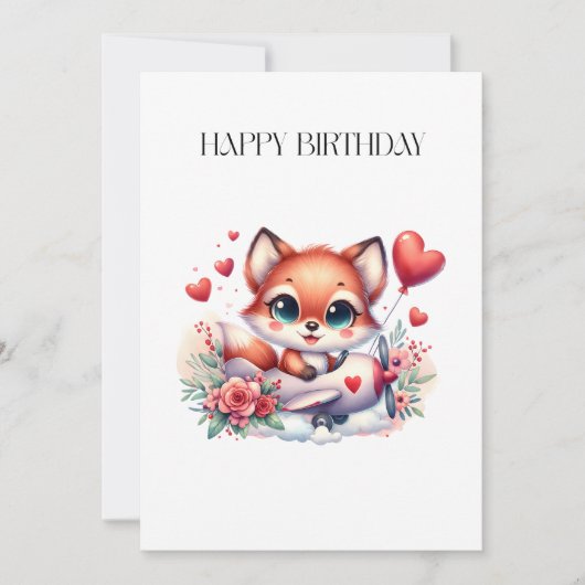 Carte d'anniversaire Pilote Renard (Devant)