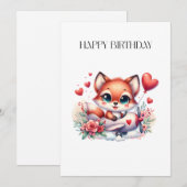 Carte d'anniversaire Pilote Renard (Devant / Derrière)
