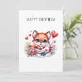 Carte d'anniversaire Pilote Renard (Debout devant)