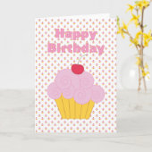 Carte d'anniversaire Pink Cupcake (Fleur jaune)