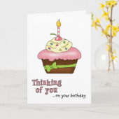 Carte d'anniversaire Pink Cupcake (Fleur jaune)