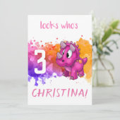 Carte d'anniversaire Pink Dino (Debout devant)