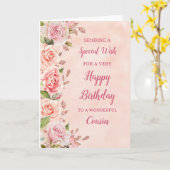 Carte d'anniversaire Pink Flowers Cousin (Fleur jaune)