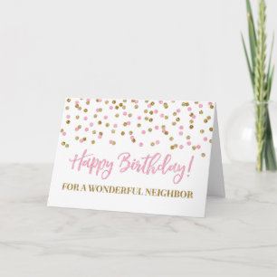 Carte d'anniversaire Pink Gold Confetti Voisin