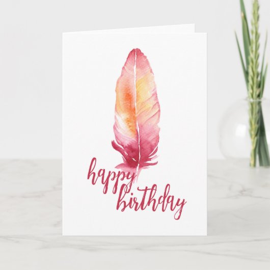 Carte d'anniversaire Pink & Orange Watercolor (Devant)