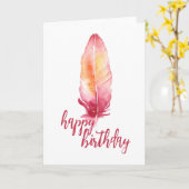 Carte d'anniversaire Pink & Orange Watercolor (Fleur jaune)