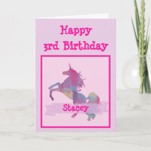Carte d'anniversaire Pink Pastel Unicorn