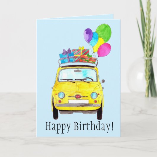 Carte d'anniversaire Pink Retro Fiat 500 (Devant)