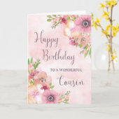 Carte d'anniversaire Pink Spring Flowers Cousin (Fleur jaune)