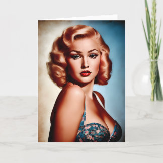 Carte d'anniversaire Pinup vintage AI Art