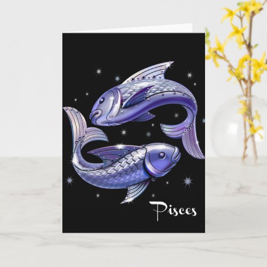 Carte d'anniversaire Pisces (Fleur jaune)