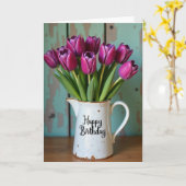 Carte d'anniversaire Pitcher Rustique (Fleur jaune)