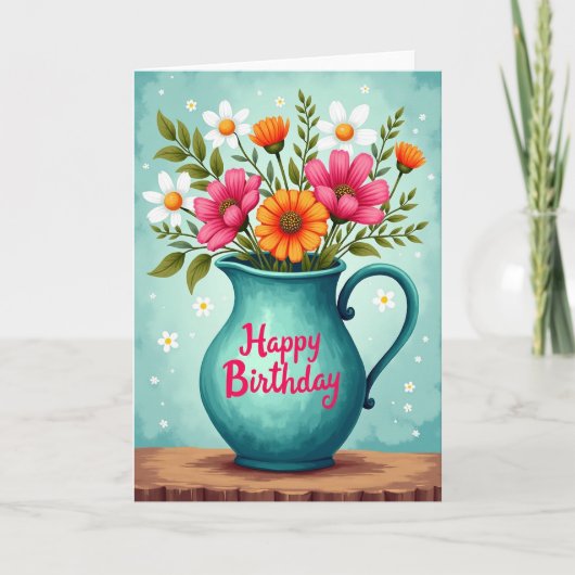 Carte d'anniversaire Pitcher sarcelle (Devant)