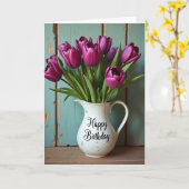 Carte d'anniversaire Pitcher Vintage (Fleur jaune)