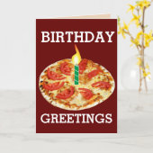 CARTE D'ANNIVERSAIRE PIZZA VÉGÉTARIENNE (Fleur jaune)