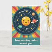 Carte d'anniversaire Planètes Célestes (Fleur jaune)