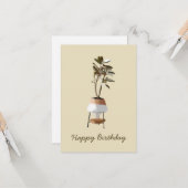 Carte d'anniversaire plante en pot méditerranéen (Devant/Arrière en situation)