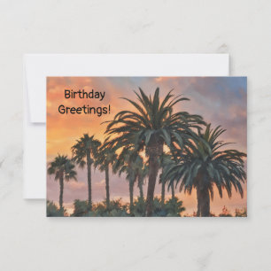 Carte d'anniversaire plat Sunset and Palm Trees